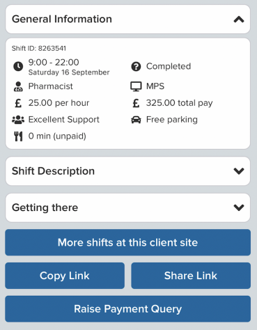 Raise payment query option on Clarity Locums app