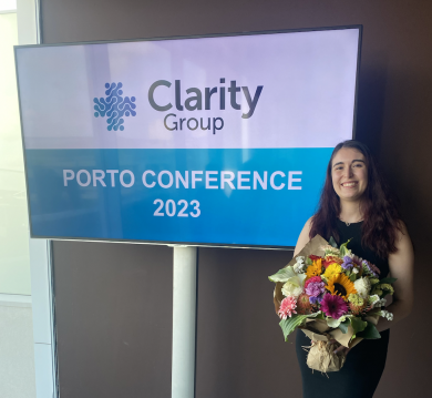 Sofia holding a bunch of flowers