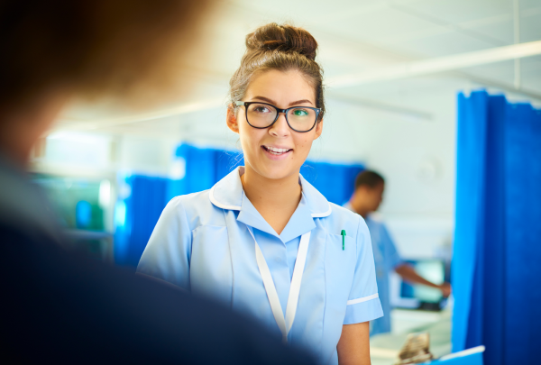 Locum nurse smiling in the hospital