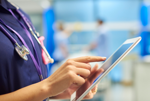 Nurse using an iPad